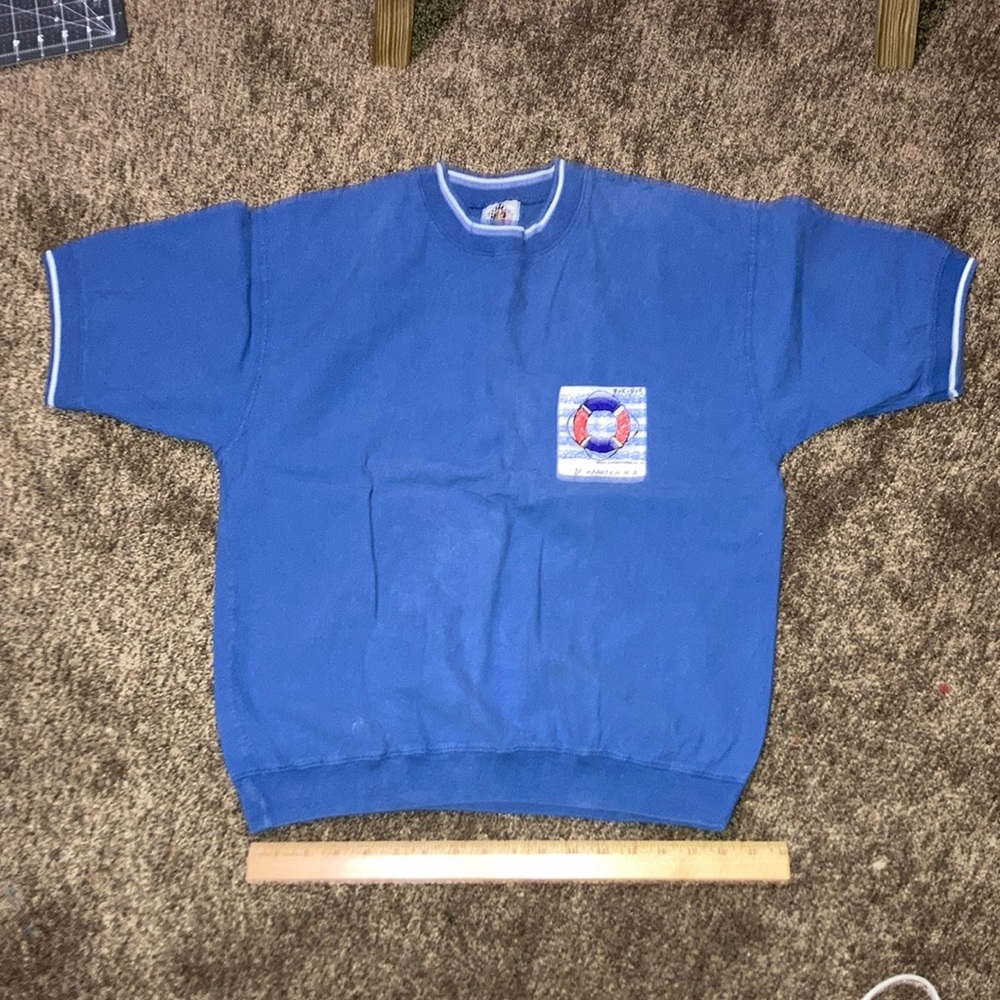 100% Cotton  BLUE Short Sleeve SHIRT from St. Maarten; Women’s 1X